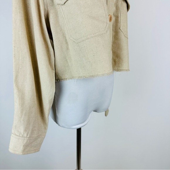 ZARA Neutral Lightweight Cropped Jacket Size Small - Picture 6 of 13